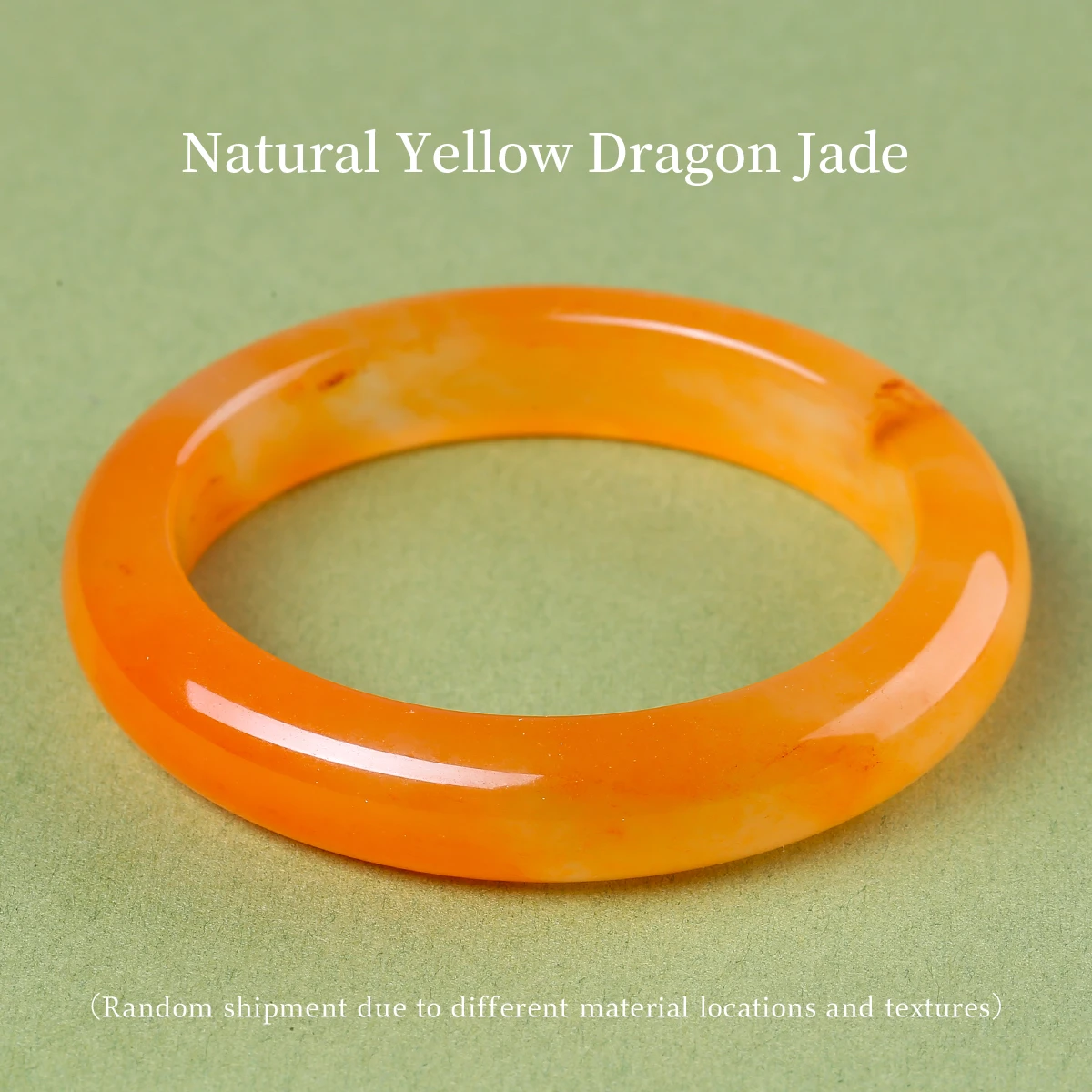 1 Piece JD Natural Yellow Dragon Jade Bangle Translucent Huanglongyu Gemstone Bracelet for Women Elegant Jewelry Gift Bangles