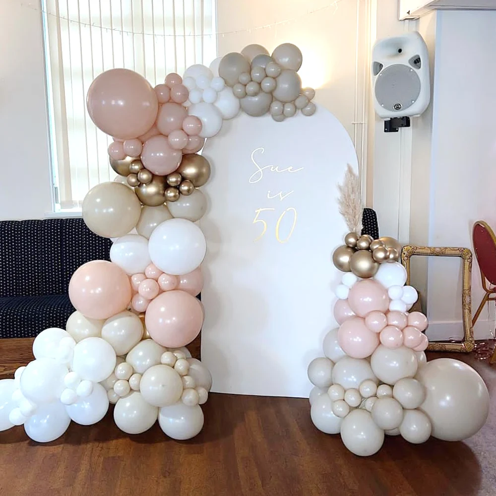 Pink Peach Cream Beige Balloon Garland Arch Kit Birthday Decoration Christening Baptism Party Wedding Baby Shower