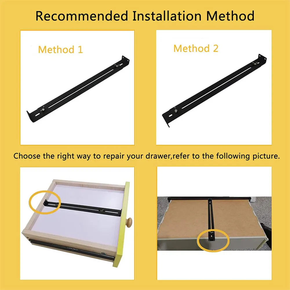4pcs Drawer Repair Kit with Screws Furniture Repair Accessory Bracket Bottom Support Tool Set for Wooden/Chipboard/MDF Drawers
