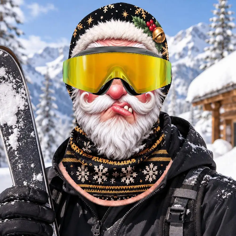 Fleece Funny Ski Mask Balaclava Thermal Windproof Full Face Cover Helmet Compatible Neck Warmer Hood for Snowboarding Skiing