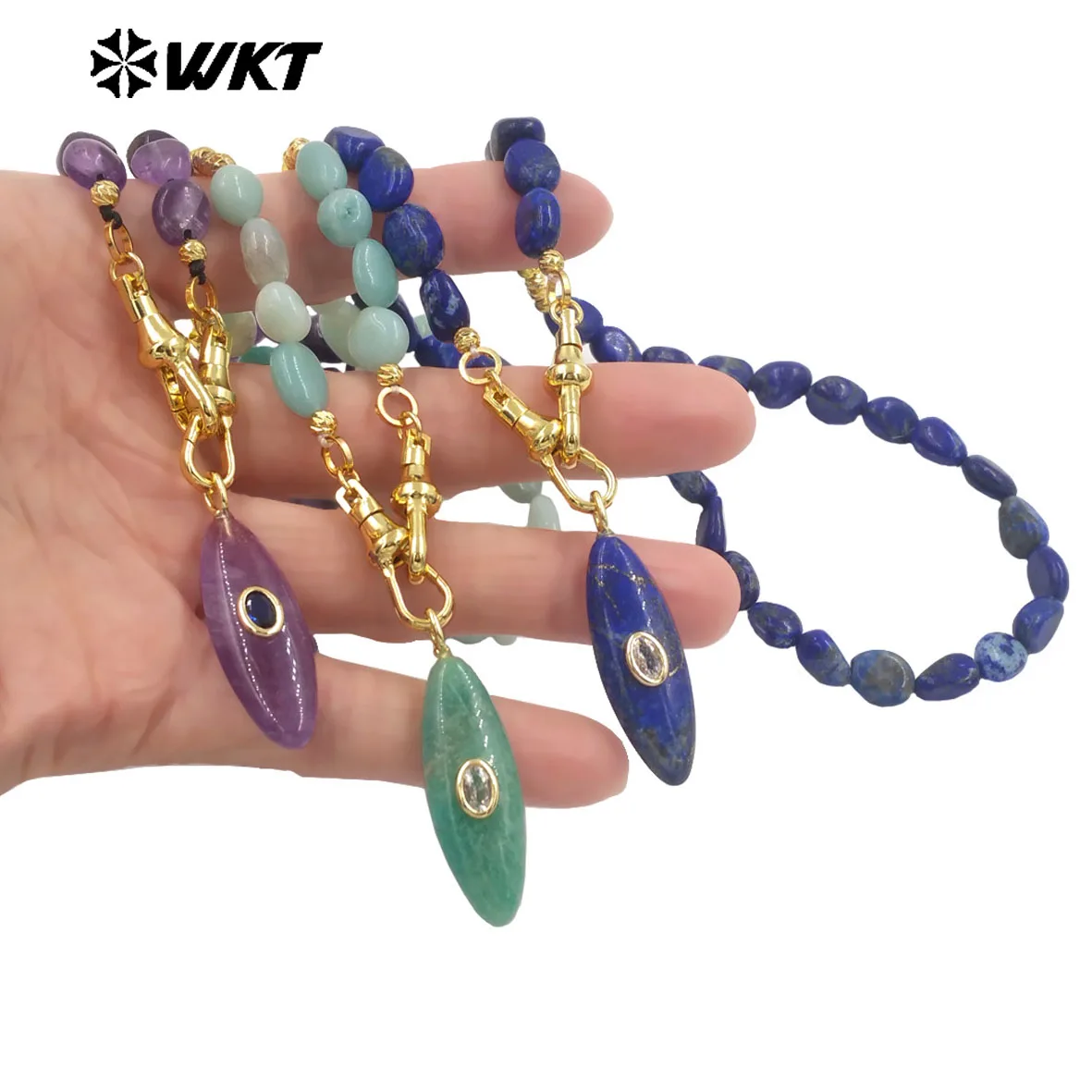 WT-N1521 Versatile Popular Gemstone Ellipse Shape 52cm Necklace For Women Business Jewelry ACC