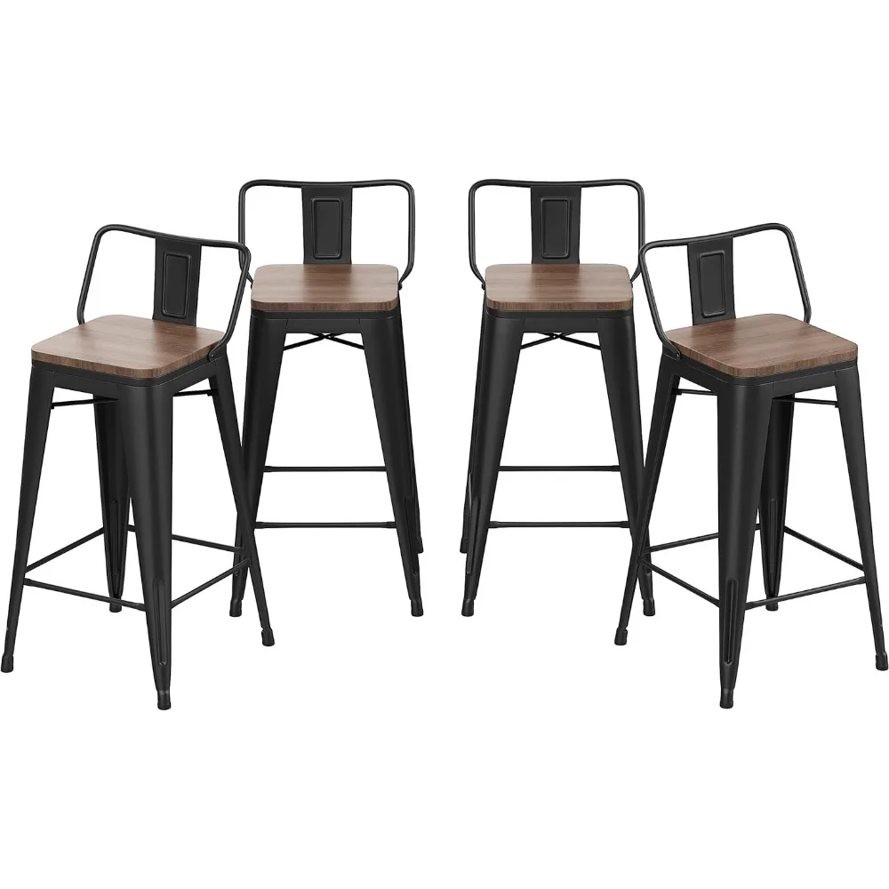 

30 Inch Bar Stools Bar Height Bar Stools Industrial Metal Barstools Set of 4 for Home Kitchen (30 inch, Black),Furniture