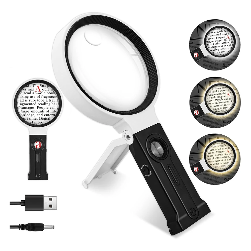 (ABLP) 40 X 30 X 10 Times Magnifying Glass, 36 LED Light-Emitting Magnifier, Suitable for Elderly Reading, Close Work, Jewelry