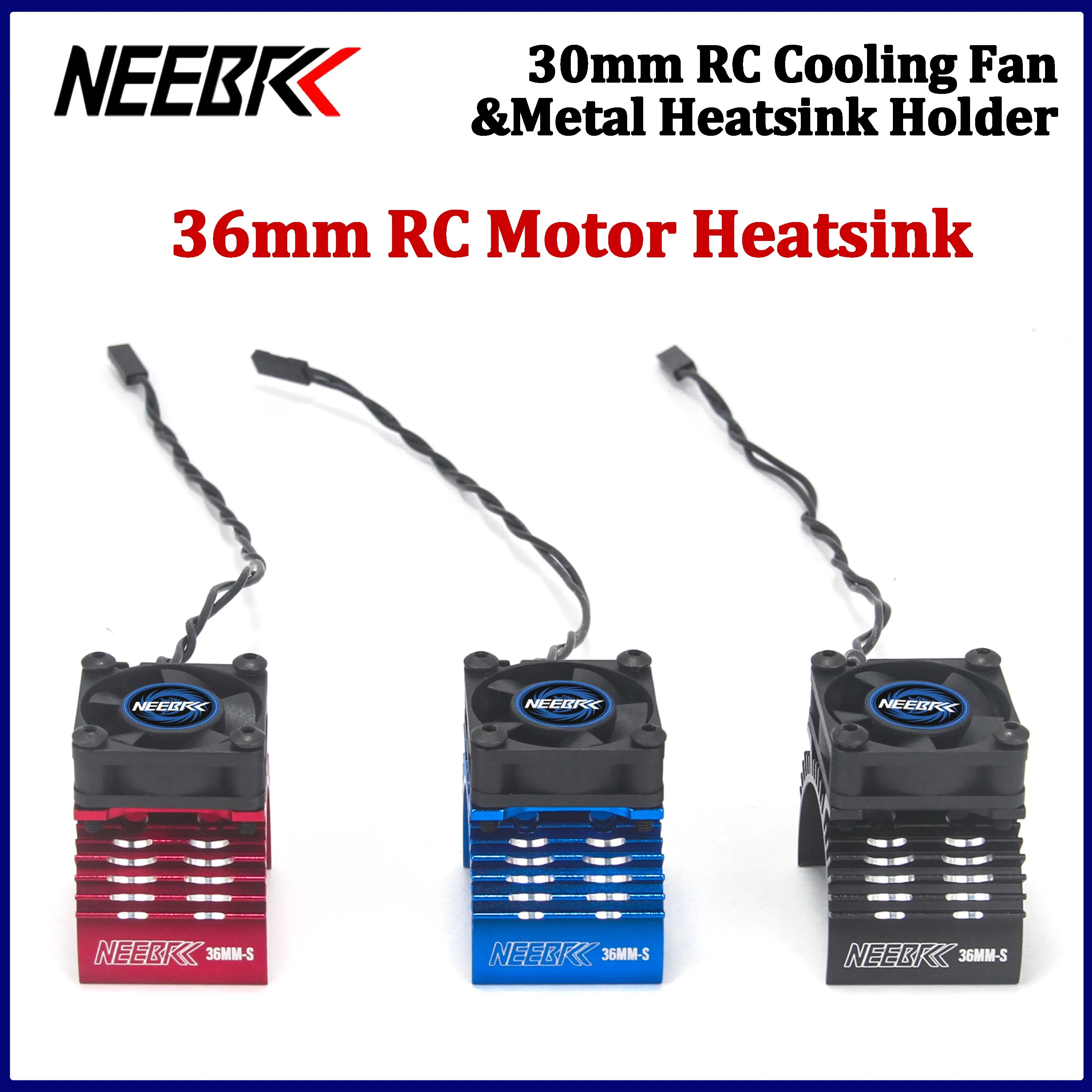 NEEBRC 36mm Metal Heatsink Holder 30mm Motor Cooling Fan 5-12V for 1/10 RC Car 550 3650 3652 3660 Brushless Motor Upgrade Part