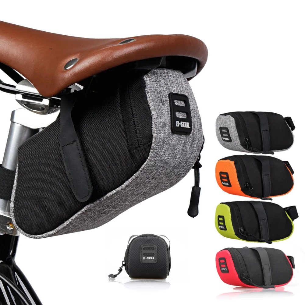 B-SOUL Nylon Bicycle Bag Bike Storage Saddle Bag Mountain Bike Cycling Seat Tail Rear Pouch Bag Saddle Outdoor Cycling Accessory