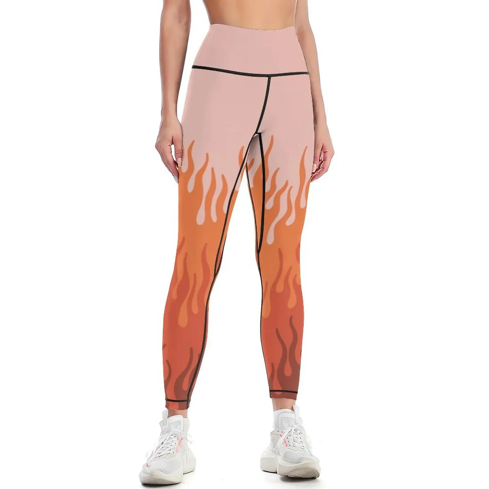 

Orange Fire Flame Print Design Leggings for girls sporty woman gym jogging pants Sports female Womens Leggings