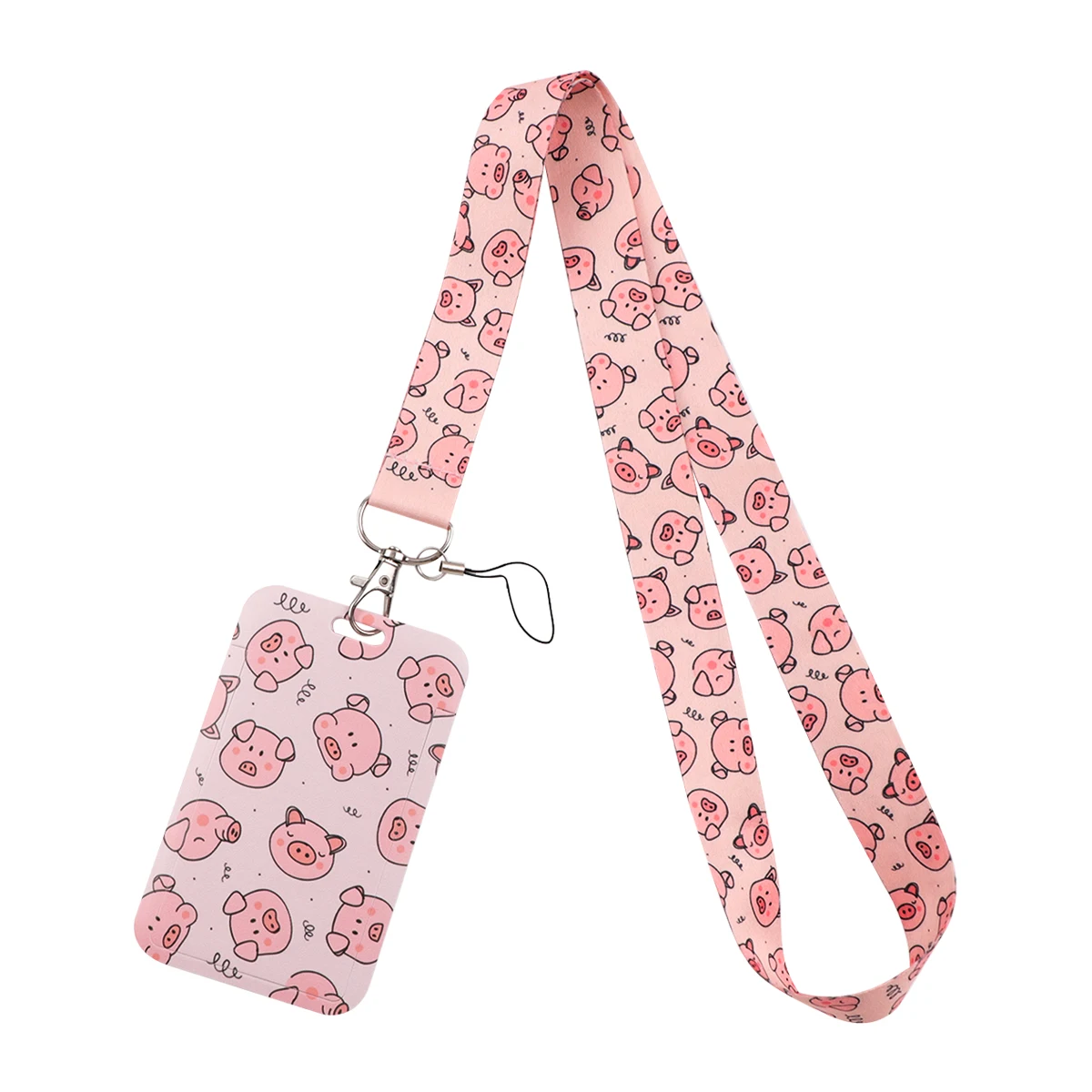 Cute Black Cat Credential Holder Pink Pig Lanyards for Key Neck Strap For Card Badge Gym Keyring Accessories Gifts for Friends - view 2