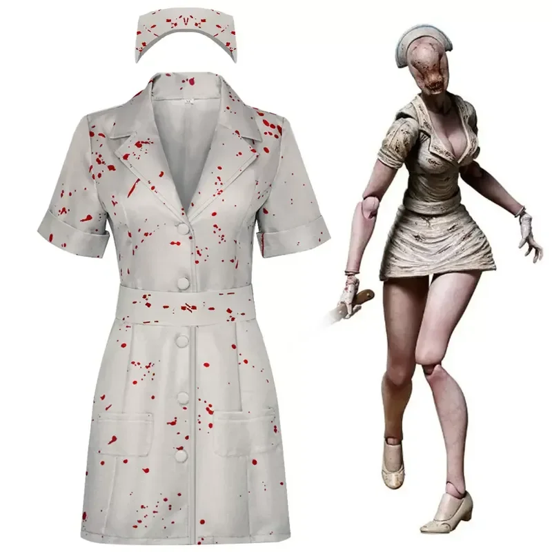 Silent Hill 2re Female Nurse Coswear Silent Hill Remastered Horror Zombie Nurse Role-Playing Cosplay Halloween Horror Costume