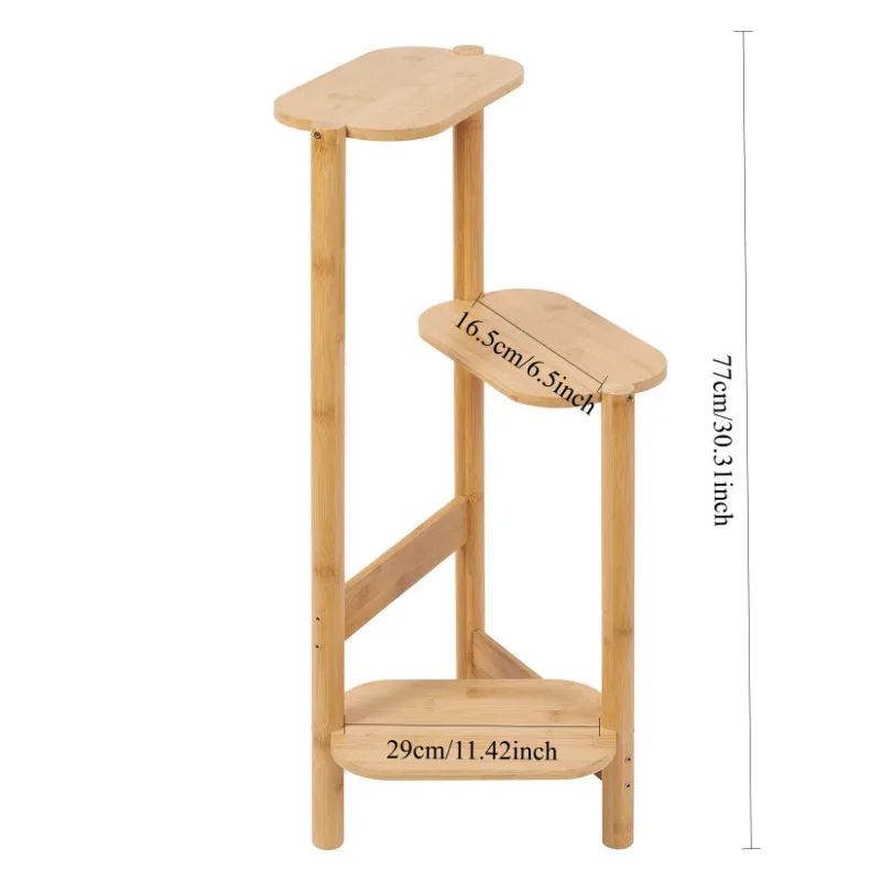 3 Tier Bamboo Tall Corner Plant Rack Planter Stand Flower Pot Holder Storage Rack for Balcony Garden Patio image 5