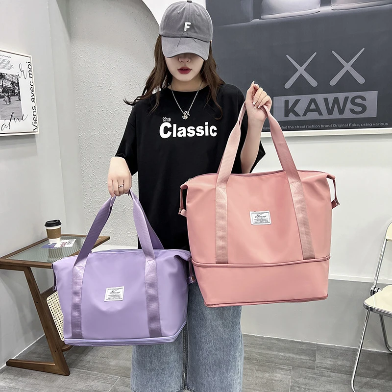 Folding Waterproof Tote Large Capacity Short Distance Travel Bag Dry and Wet Separation Fitness Bag Handbag Luggage Bag