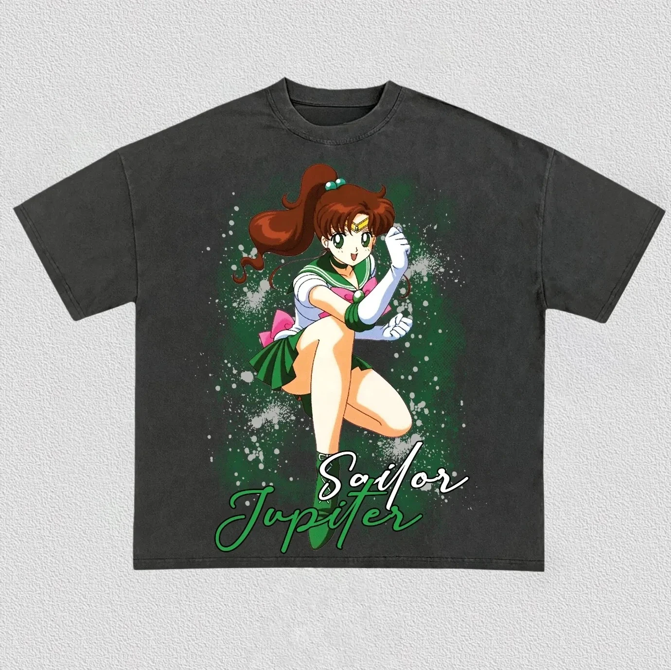 Sailor Moon Jupiter Anime Printing T-shirt Men's Clothing Women's 2026 Summer New Cotton Washed Short-sleeved T Shirt