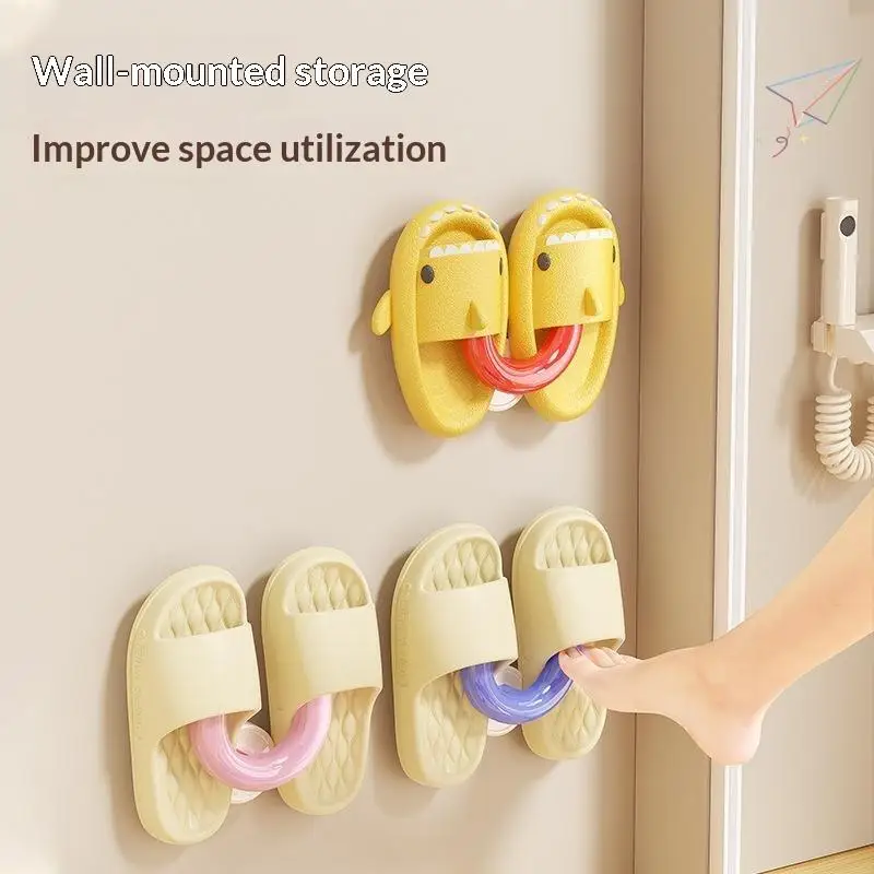 U-Shaped Suction Cup Slipper Rack Wall Mount Bathroom Storage Holder Multifunctional Shoe Organizer