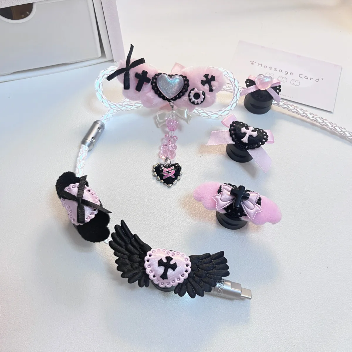 Gothic Style 8k Aviator Cable Rgb Handmade Decor Glow Custom 1.3m Magnetic Mechanical Keyboard Cable Desk Setup Girl's Gift
