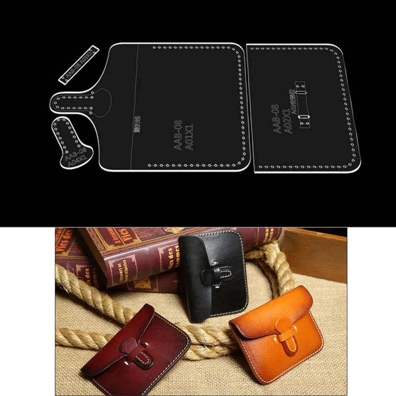 1Set Pattern Stencil Tool DIY Acrylic Template Leather Card holder/Business Card/ Coin Purse Craft For Leather Handcrafts