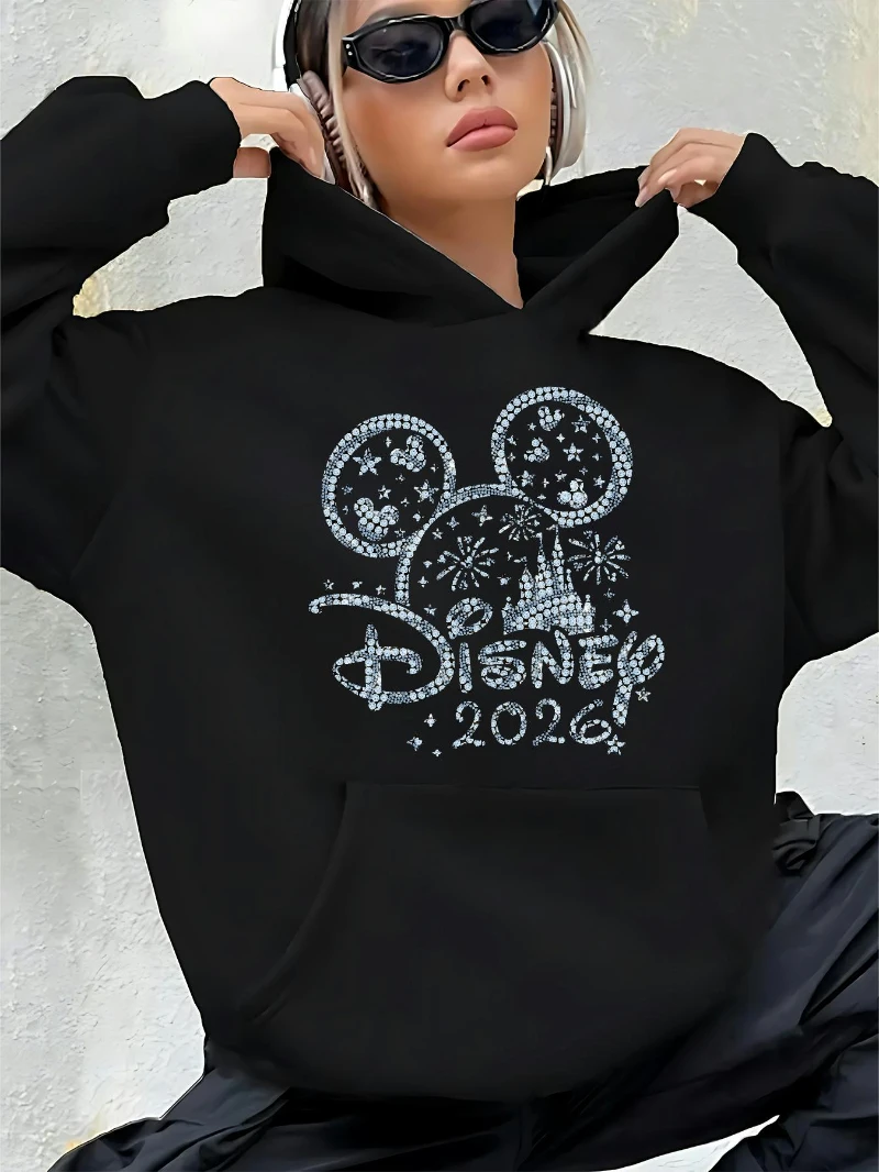 Disney Mickey/Minnie Hoodie Long Sleeve Autumn/Winter Suitable for Daily Casual Wear Machine Washable