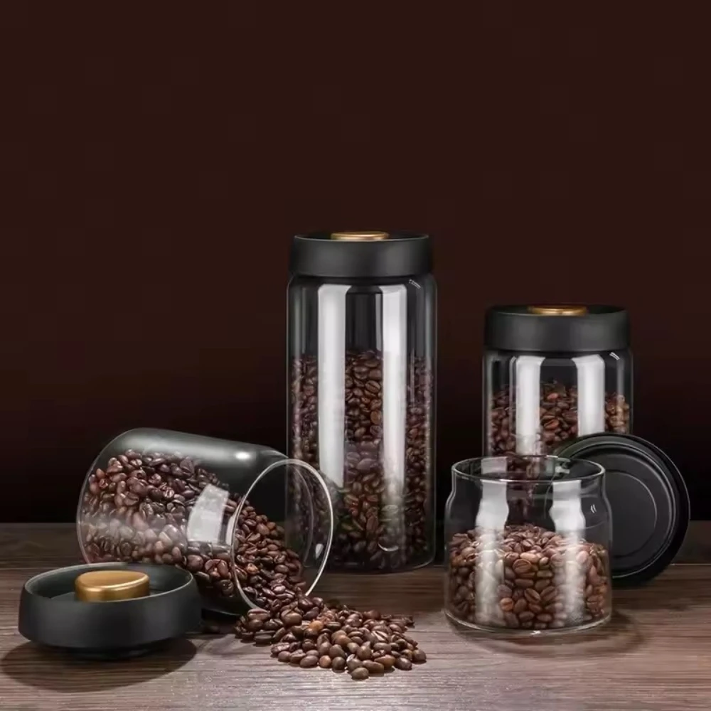 HOT SALE NEW Vacuum Sealed Jar Coffee Bean Storage Bottle Kitchen Food Grain Tea Glass Jar Fresh Storage Jar Kitchen Accessories