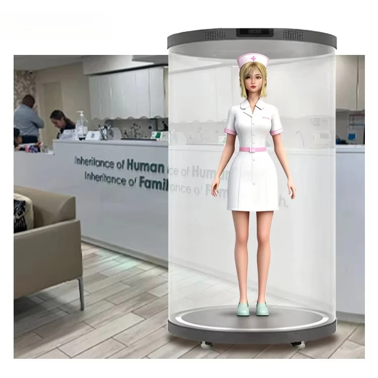 ID de marca humana Digital holográfica de 75 pulgadas con personalización profunda AI Virtual 3D de ojo desnudo e interacción de voz inteligente