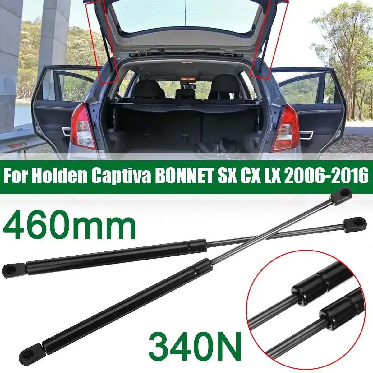 Car Rear Trunk Tailgate Lift Support Gas Struts Spring Set  Rod Shock Struts For Holden Captiva BONNET Models SX CX LX 2006-2016