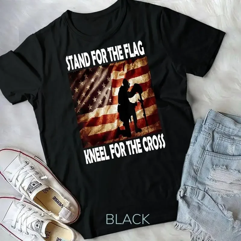 

Patriotic Military Veteran American Flag Stand T Shirt Unisex T shirt