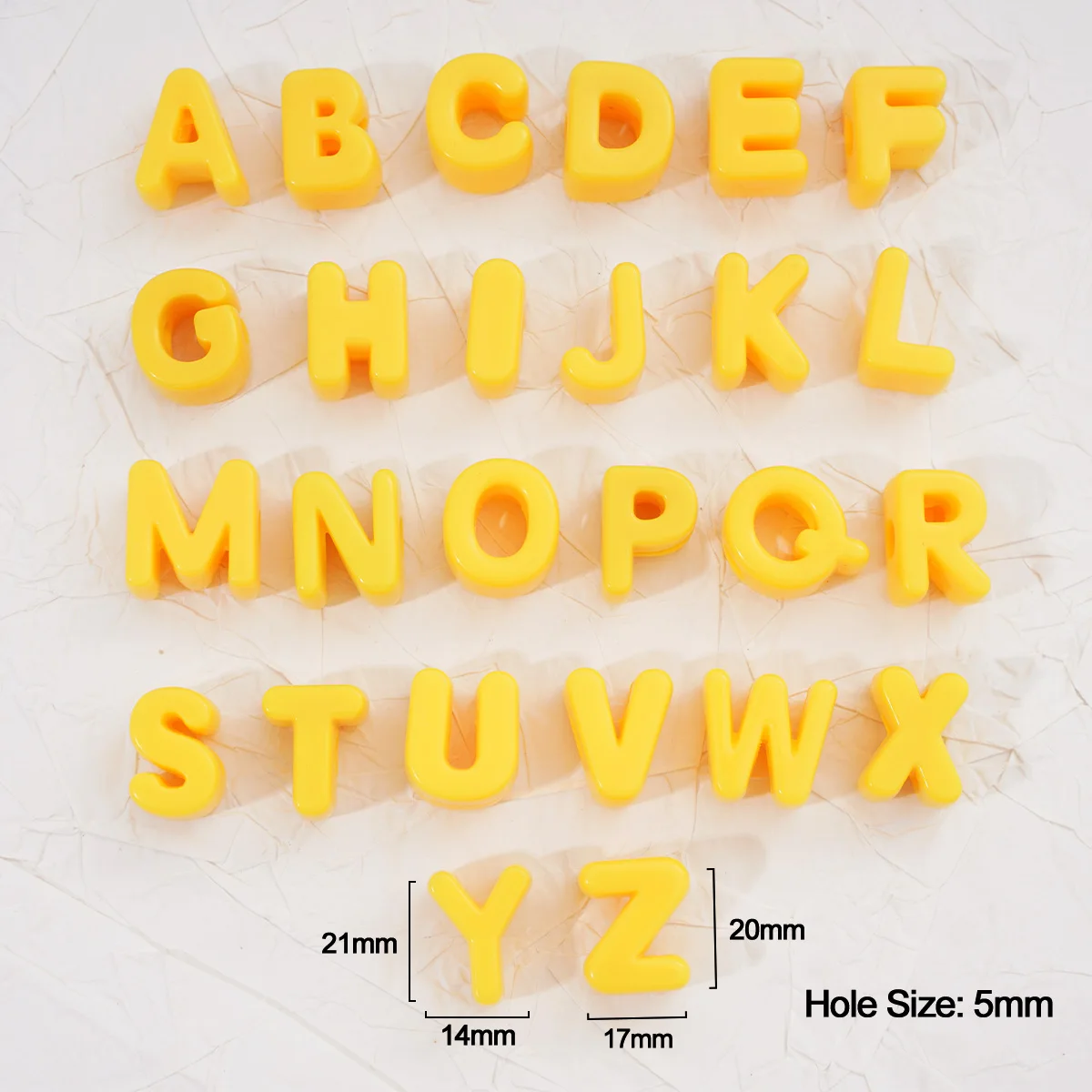 2/20pcs Yellow Acrylic Large Hole Letter Loose Beads DIY Necklace Bracelet Mobile Phone Chain Bag Pendant Jewelry Accessories view 4
