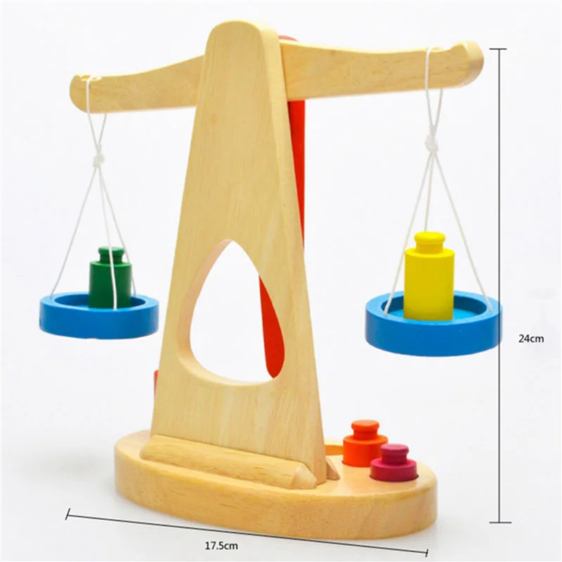 2x balança de equilíbrio de madeira engraçada com 6 pesos balança sensorial educação precoce jogo presentes para crianças