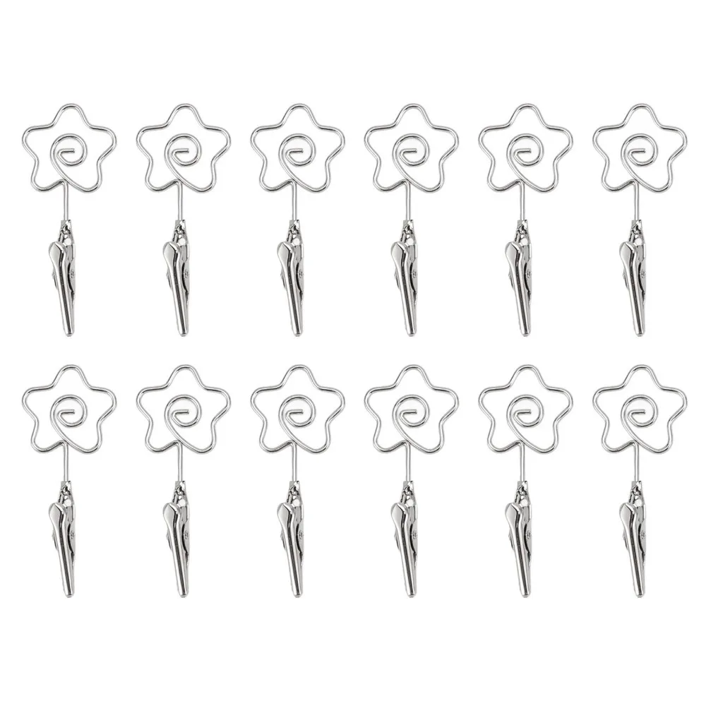12Pcs Multi Shape Double Headed Memo Clip Metal Silver Note Clips Strong Grip Multifunctional Metal Note Holder Card Display