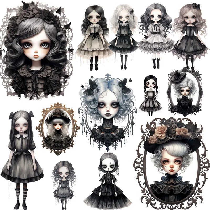 Gothic black dress doll Stickers Crafts And Scrapbooking stickers kids toys book Decorative sticker DIY Stationery