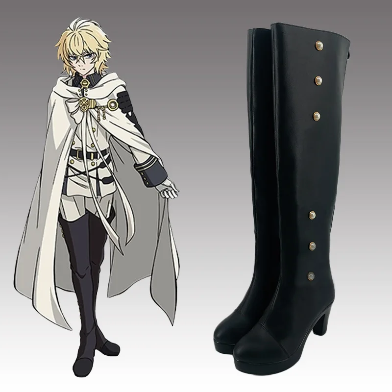 Mikaela Hyakuya zapatos Cosplay Anime Seraph Of The End Boots uniforme militar disfraz de Cosplay Ferid Bathory Boot