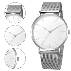 Men Watch Life Waterproof Mesh Strap Ultra-Thin Quartz Watch Stainless Steel Dial Casual Simple Fashion All-Match Watch