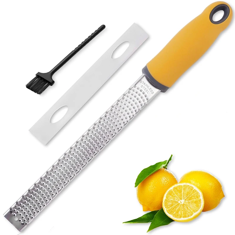 Lemon Zester Grater Citrus Zester Grater with Handle Stainless Steel Cheese Grater for Chocolate Nutmeg Kitchen Gadget YY105