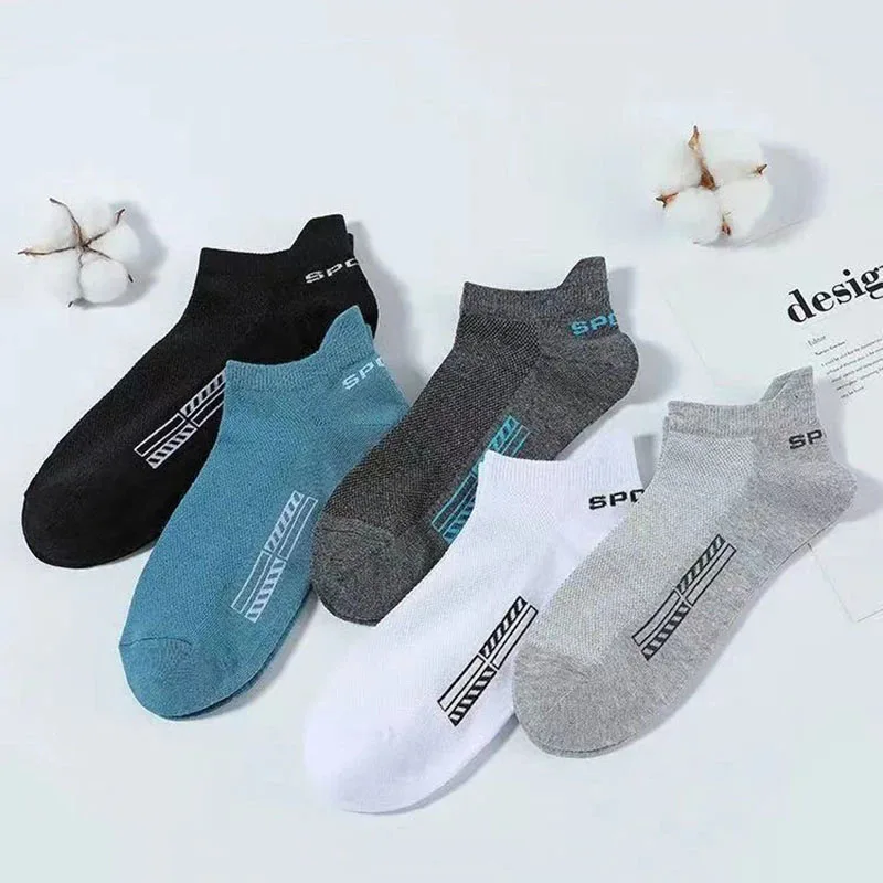 5 Pairs High Quality Men Sports Socks Breathable Cotton Casual Autumn And Winter Warm Mid-tube Basketball Meias Large Size 38-44