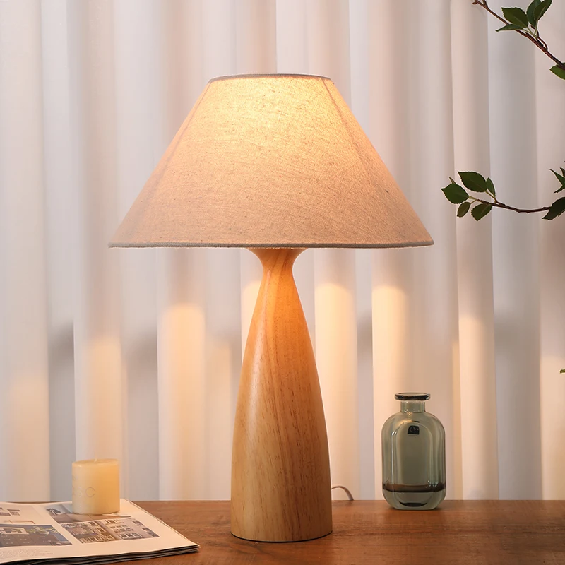 

Japanese Wabi Sabi Solid Wood Floor Lamps Designer Fabric Living Room Bedroom Bedsides Study Decoration LED Table Lights Fixture