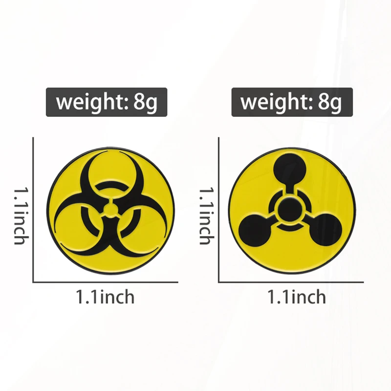 دبابيس مخصصة للتحذير من العدوى والمخاطر البيولوجية ، شارات طية صدر السترة ، رموز الخطر ، بروش المينا ، هدية مجوهرات مشعة للأصدقاء