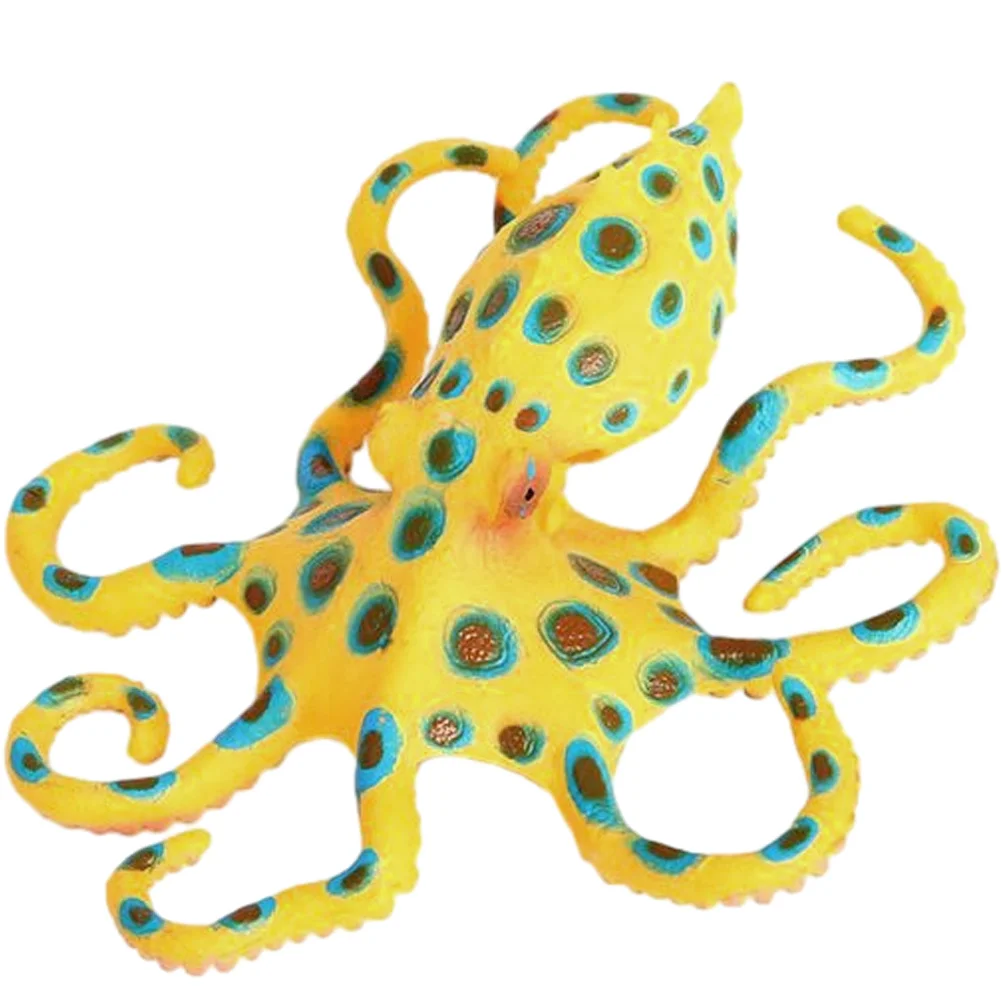 Marine Animal Model Octopus Statue Ocean Animals Purple Education Props Decor Simulation Figures Sculpture Blue Ring