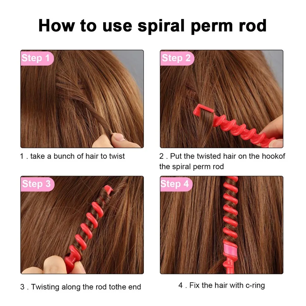 20pcs Mixed Colors Spiral Hair Perm Rod Hollow Spiral Spiral Plastic Spiral Rod Professional Lightweight Hair Curling Roller