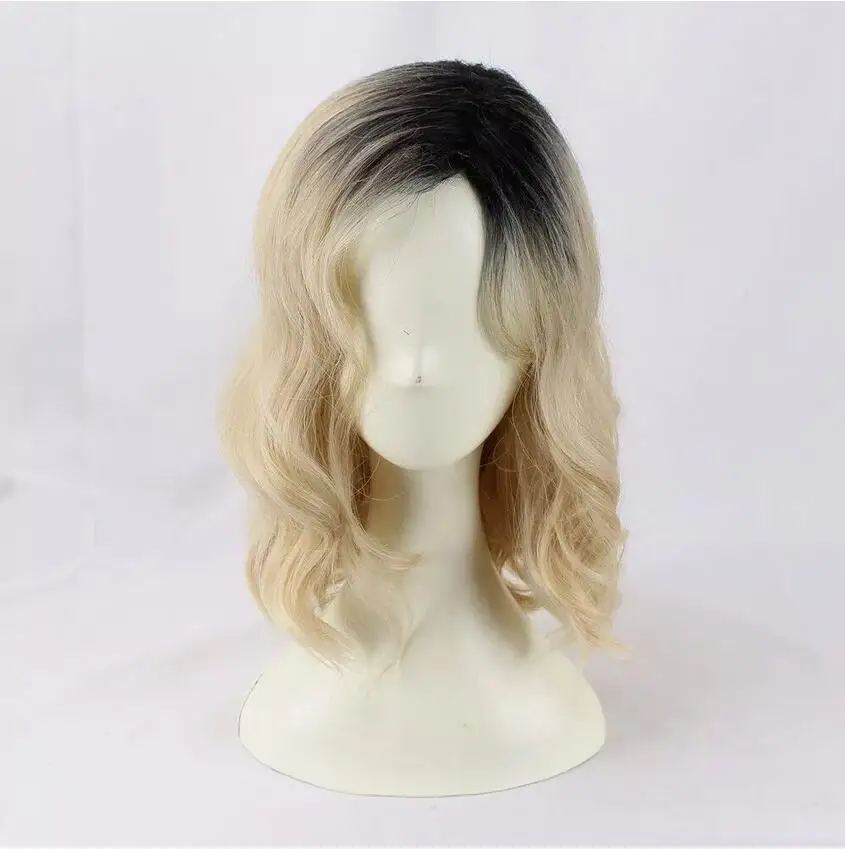 cospay wig blonde with Dark Roots Halloween Wavy Short hair wigs