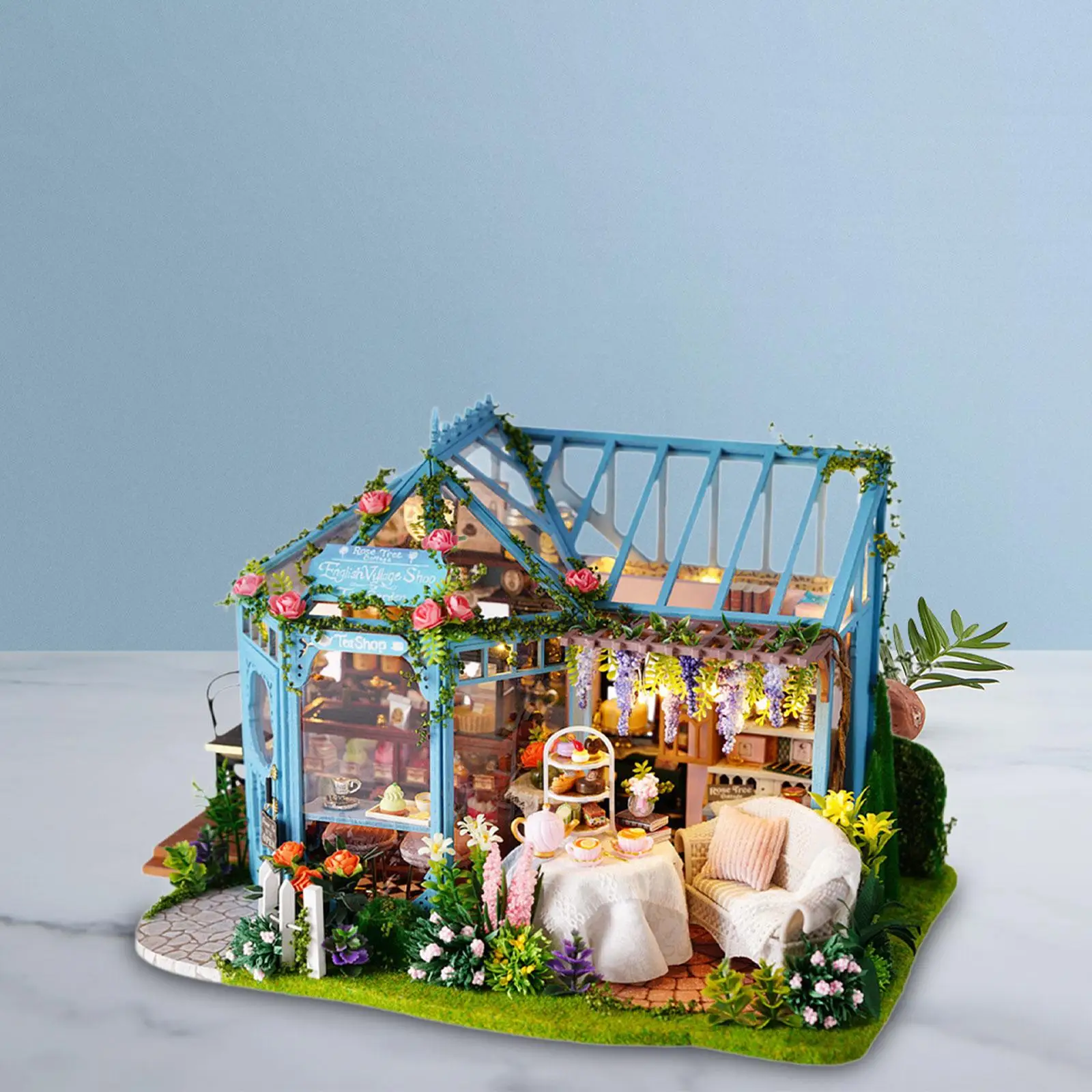 

Miniature Doll House Kit with Music Box and LED Lights Craft Decorative Garden