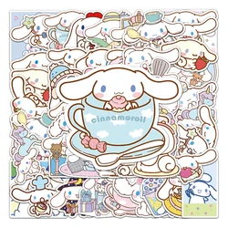 Engraçado Cinnamoroll adesivos para crianças, desenhos animados decalques, brinquedo do PVC, DIY, bagagem, estacionária, parede, carro, viagens, atacado, 10 pcs, 30 pcs, 50pcs