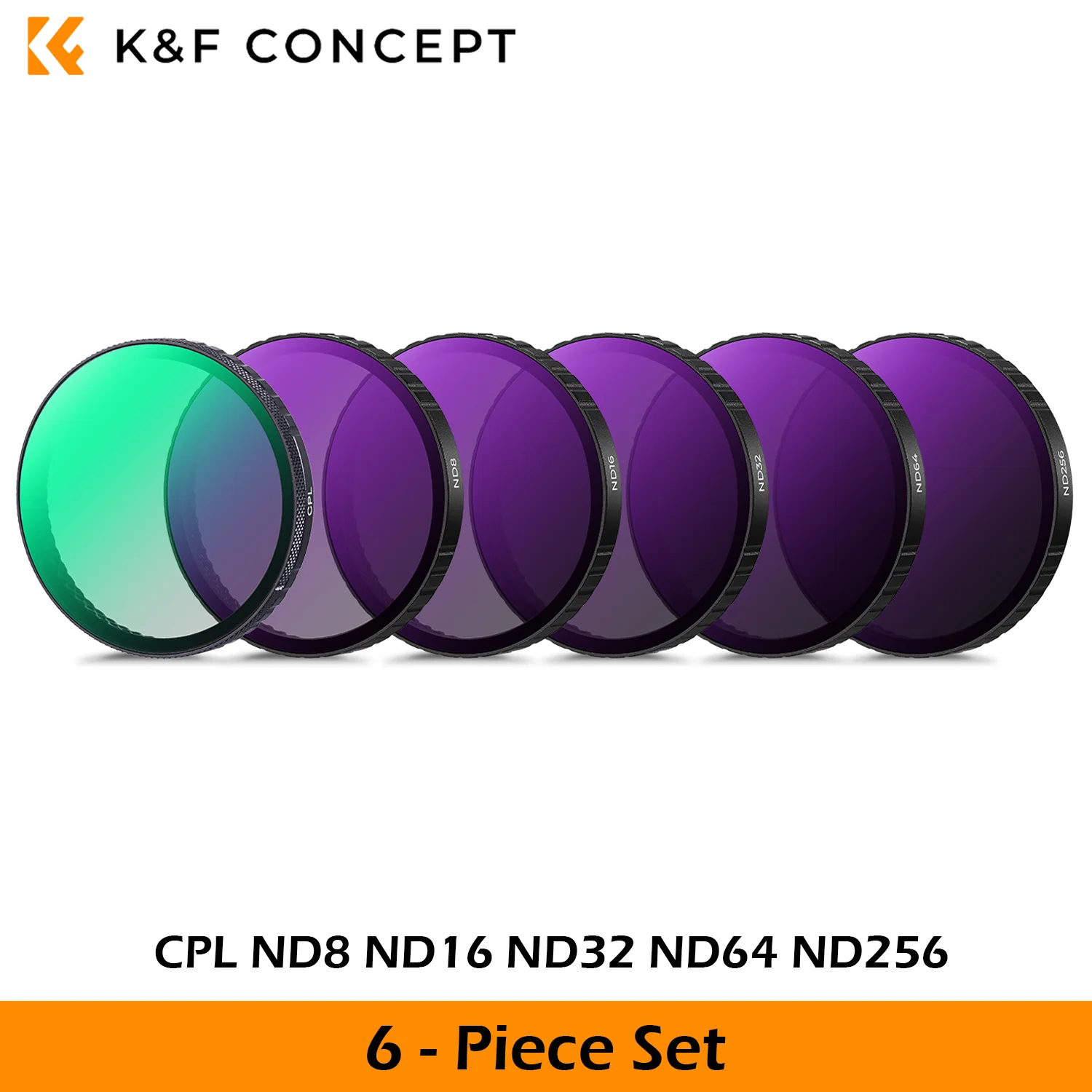 K&F CONCEPT Filterset voor DJI Osmo Action 6 – Inclusief Variabele ND PL CPL Zwarte Diffuser 1/4 en Vaste ND4 ND8 ND16 ND32 ND64