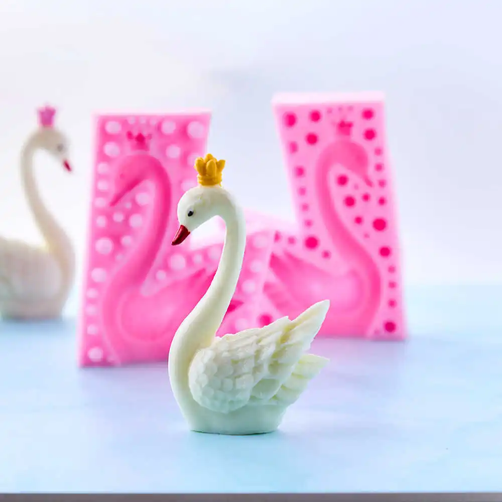 

Three-dimensional Cartoon Animal Shape Silicone Mold White Swan Birthday Cake Decoration Mousse Chocolate Plaster Resin Molds