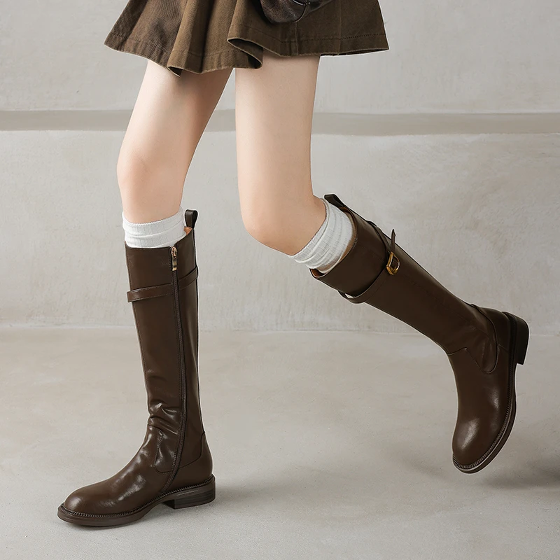 

Водонепроницаемая платформа на толстом каблуке с круглым носком и боковой молнией, универсальные, удобные, противоскользящие и дышащие женские высокие сапоги