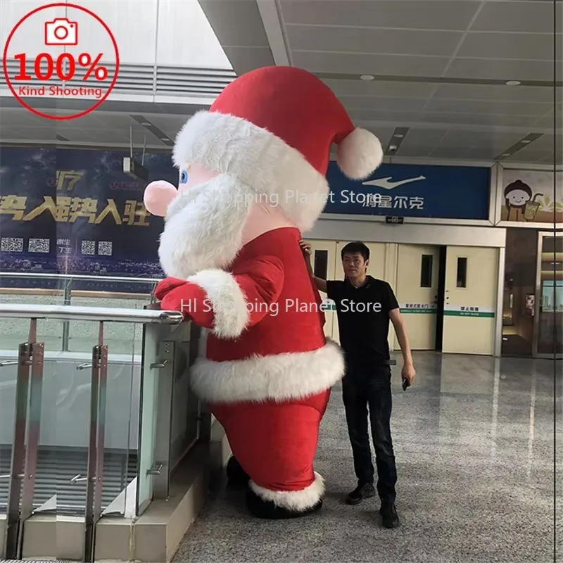 

Velvet Inflat le Adult Santa Claus Mascot Costume Adult Fancy Dress for Christmas Party and Carnival Costumes