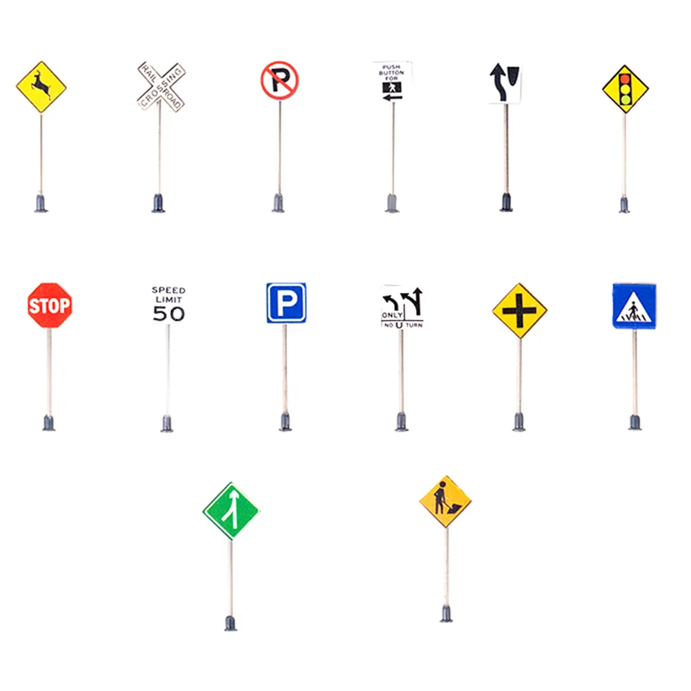 

14 Pcs Miniatures Micro Landscape Accessories Decor Traffic Indicator Child Road Sign