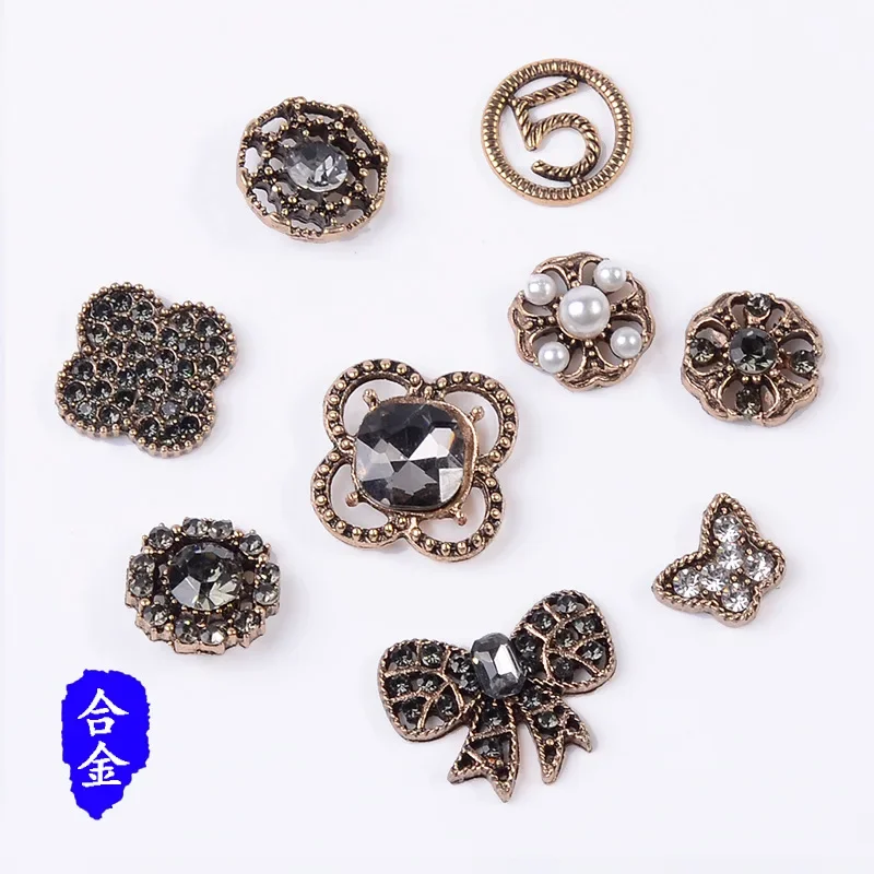 Xiaoxiangfeng retro alloy jewelry accessories bow four-leaf clover flower plate diamond-encrusted clothing hole shoes