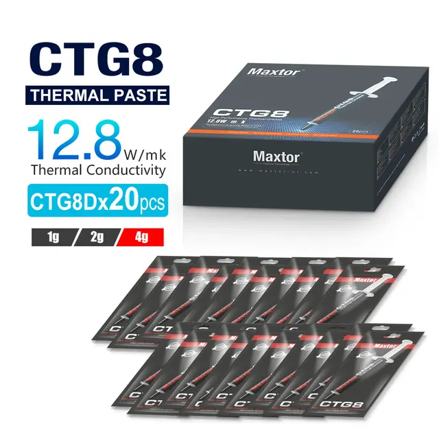 CTG8 Maxtor pasta termoprzewodząca wydajność smar termoprzewodzący pasta termica 12.8W/mk 1g2g/4g do gier PC PS4 chłodzenie procesora GPU