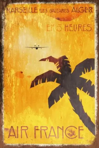 Air France Marseille to Algiers Advert Aged Look Vintage Retro Style Metal Sign sign