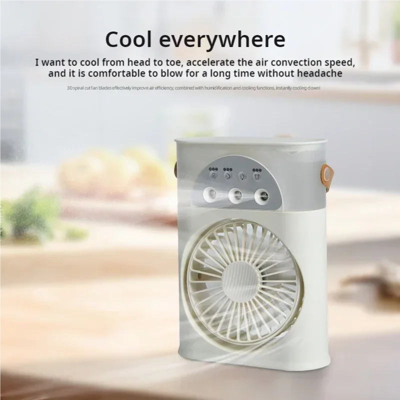 USB Interface 3-Hole Spray Humidification Refrigeration Air Conditioner Portable Desktop Mini Electric Fan