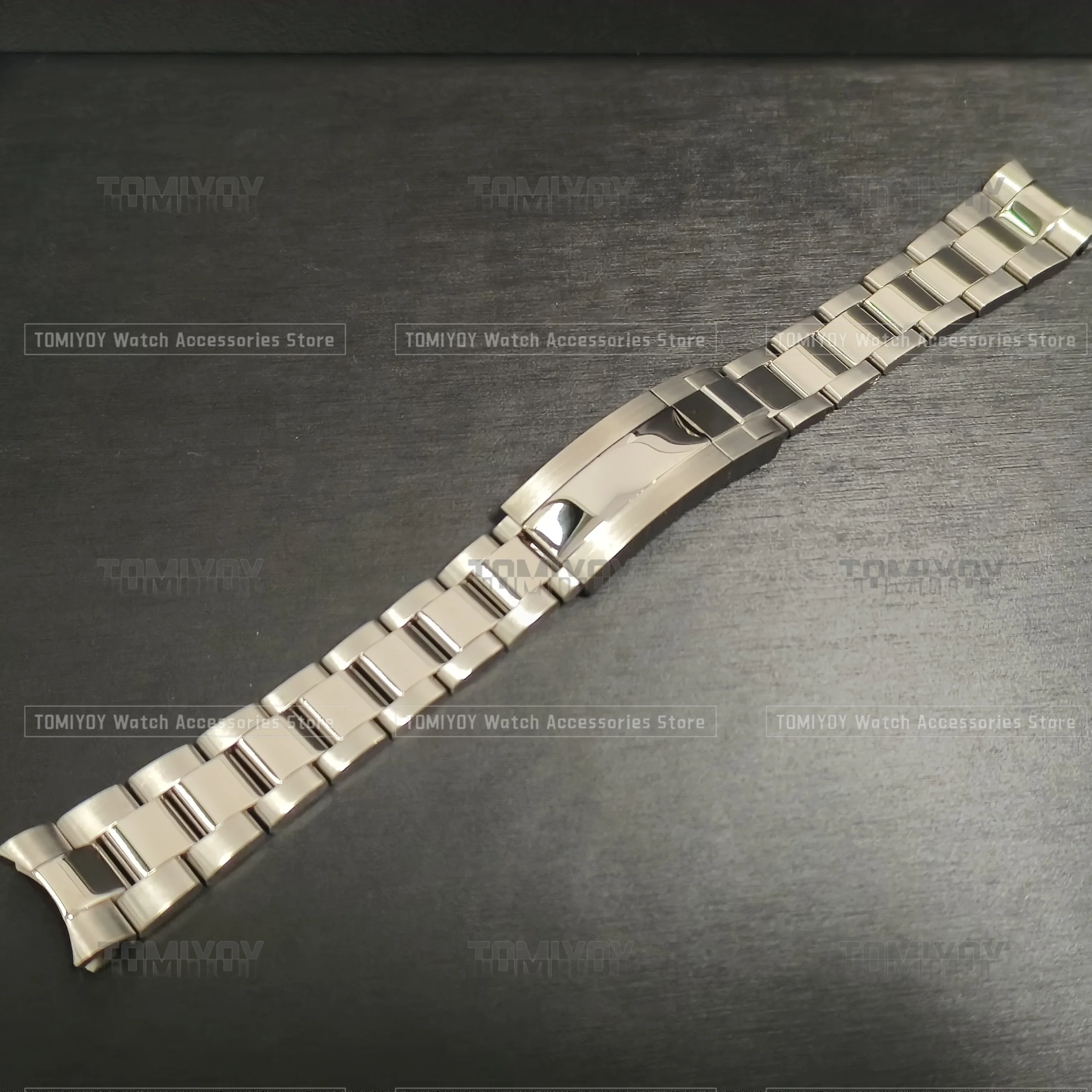 20MM 21MM Solid Curved End Gold Black Silver Brush Polish Oyster Watch Strap Bracelet Fit For Rlx DYN Mechanical watch