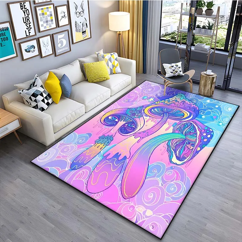 Psychedelic Mushrooms Pattern Floor Mat Carpet 15 Size Living Room Bedroom Bedside Bathroom Floor Mat Area Rug Club Home Decor