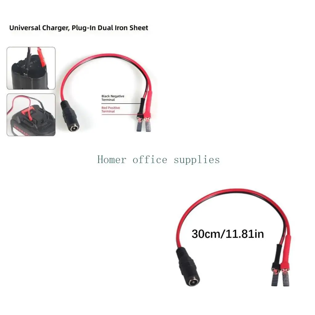 K43B Set of 2 Piece Black Red Polarity DC5521 Female Terminals Wire Heavy Duty